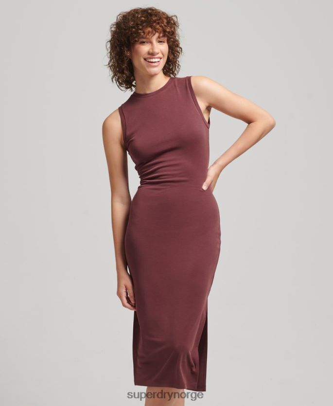 Superdry rød klær 86P46D2491 jersey midikjole med detalj på ryggen kvinner