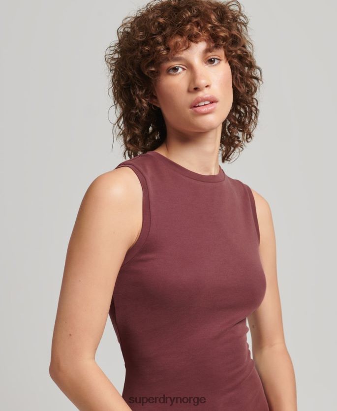 Superdry rød klær 86P46D2491 jersey midikjole med detalj på ryggen kvinner