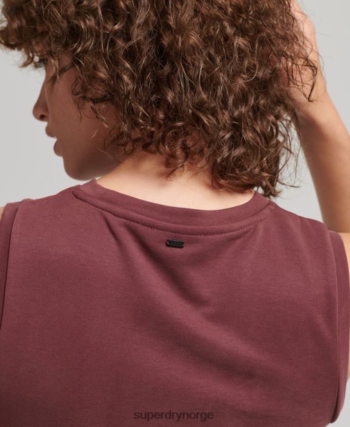 Superdry rød klær 86P46D2491 jersey midikjole med detalj på ryggen kvinner