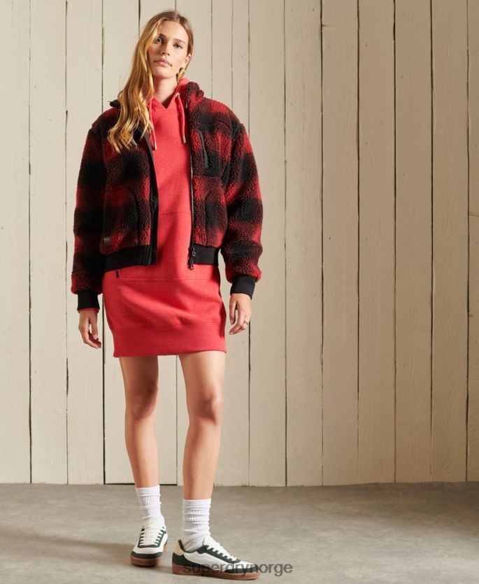 Superdry rød klær 86P46D2540 vintage logo brodert hettegenser kvinner