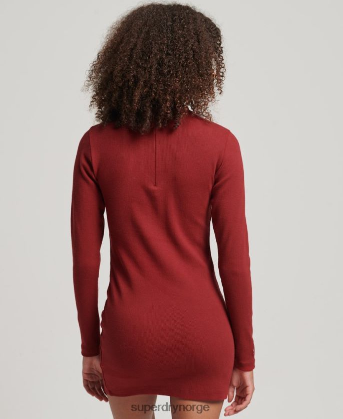 Superdry rød klær 86P46D6603 bodycon minikjole med lange ermer kvinner