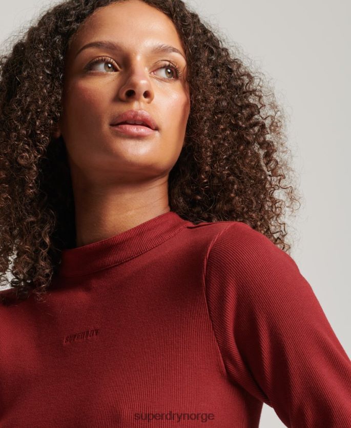 Superdry rød klær 86P46D6603 bodycon minikjole med lange ermer kvinner