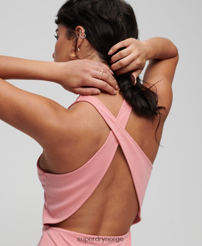 Superdry rosa klær 86P46D2356 jersey cross back mini kjole kvinner