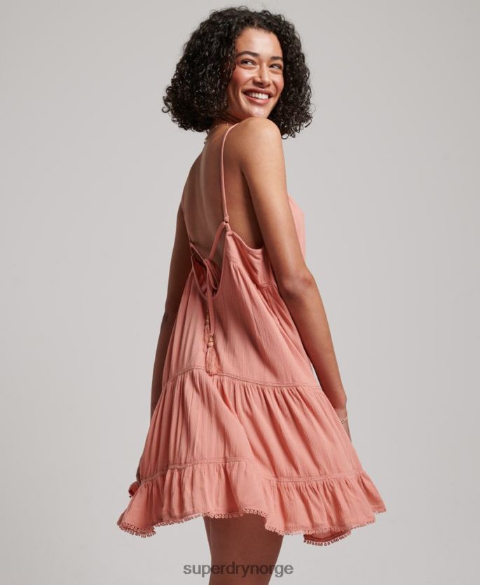 Superdry rosa klær 86P46D2379 mini strand cami kjole kvinner