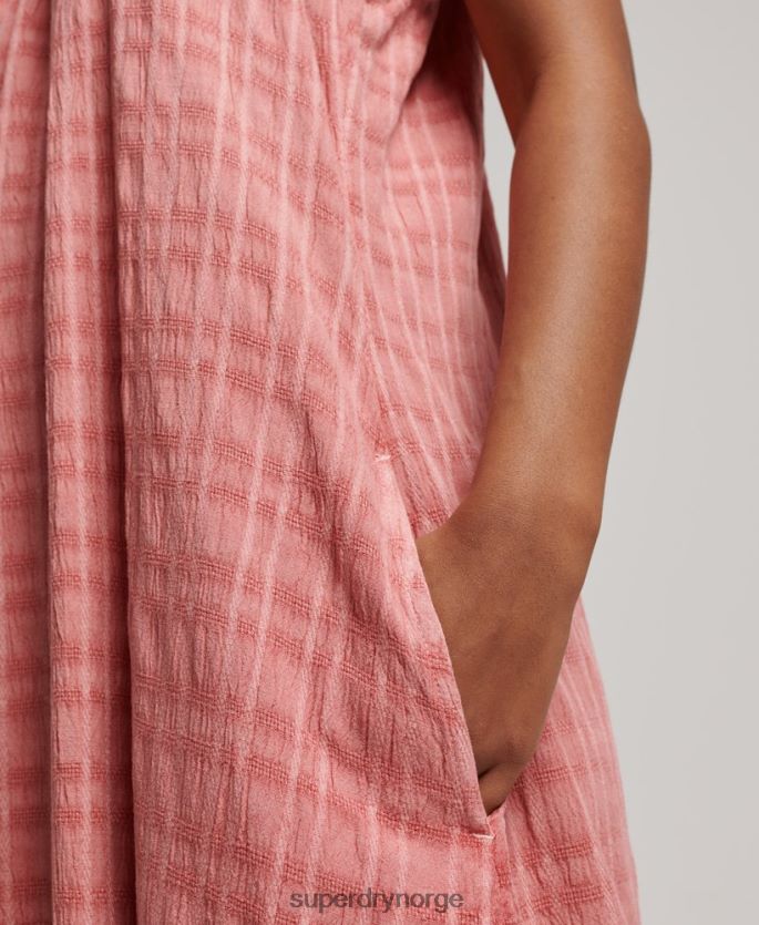 Superdry rosa klær 86P46D2386 vintage lang grime cami kjole kvinner