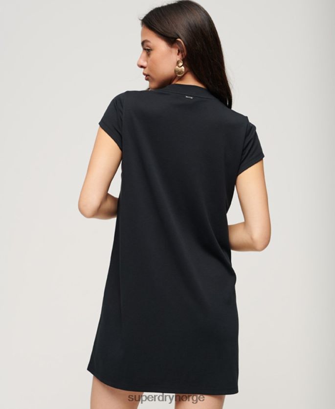 Superdry svart klær 86P46D1964 kortermet a-line minikjole kvinner
