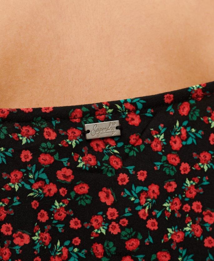 Superdry svart klær 86P46D1987 cami midikjole med trykkknapp kvinner