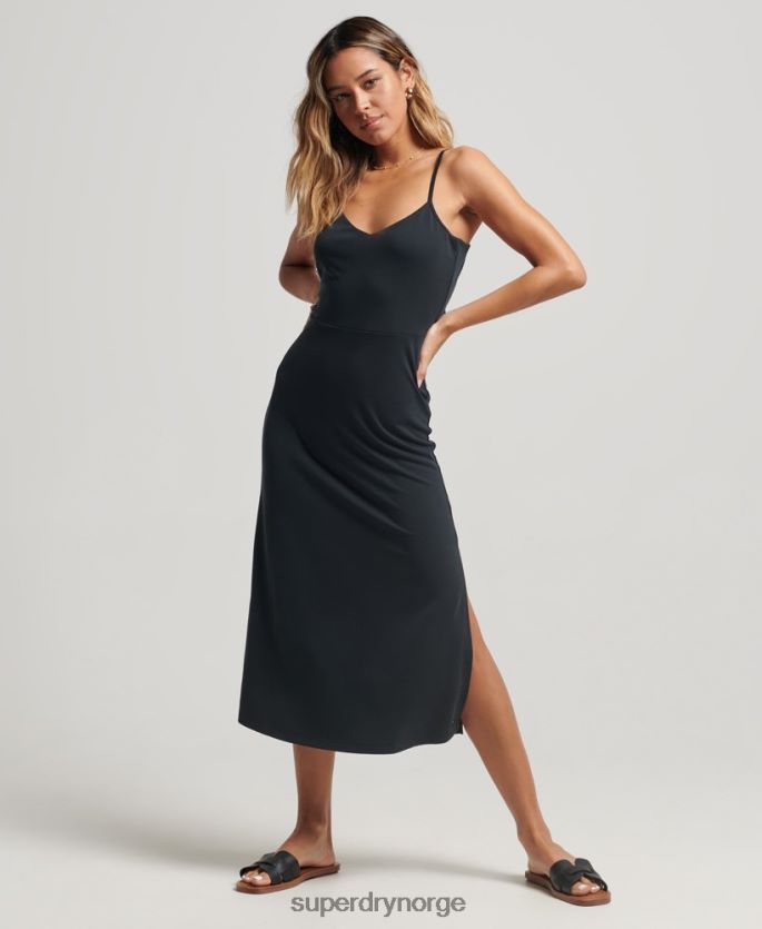 Superdry svart klær 86P46D2358 jersey kjole med åpen rygg kvinner