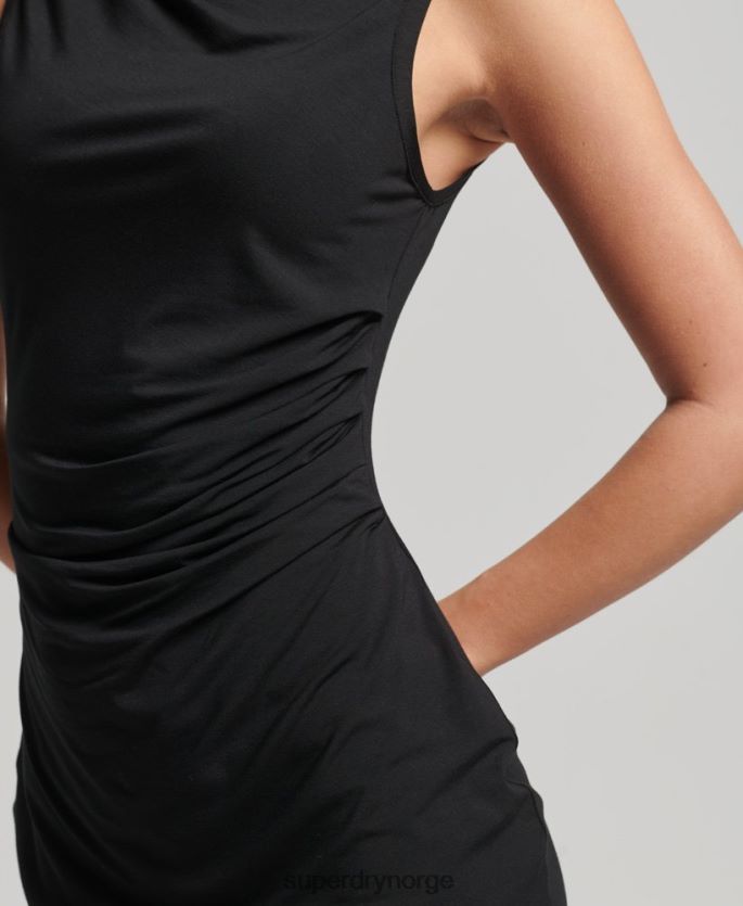 Superdry svart klær 86P46D2427 studios jersey backstage kjole kvinner
