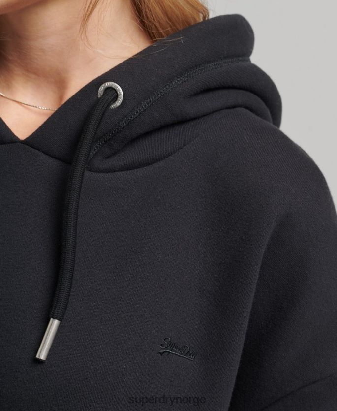 Superdry svart klær 86P46D2434 svettekjole med brodert logo i økologisk bomull kvinner