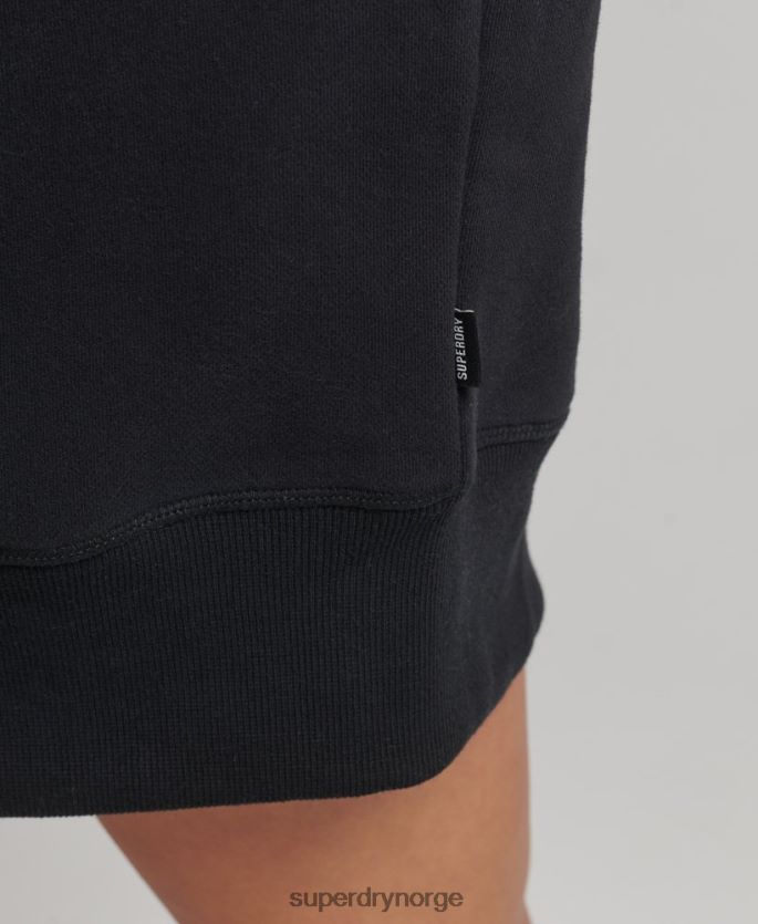 Superdry svart klær 86P46D2434 svettekjole med brodert logo i økologisk bomull kvinner
