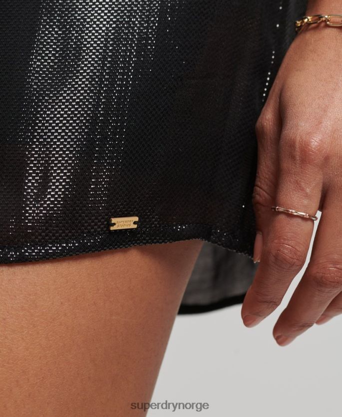 Superdry svart klær 86P46D2437 glitrende kjole i studioer kvinner