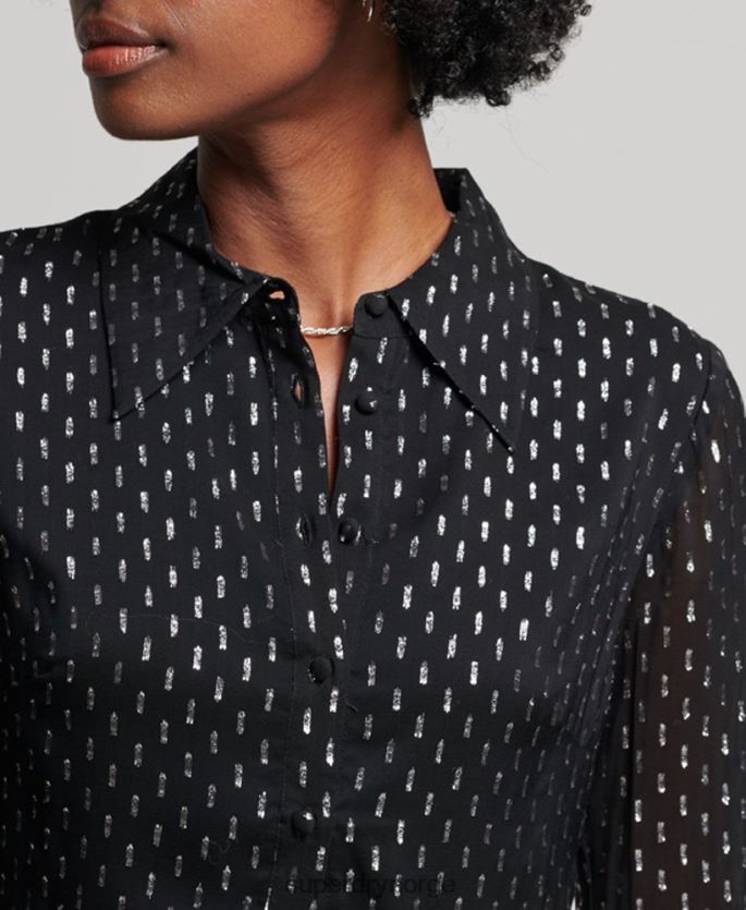 Superdry svart klær 86P46D2468 printet mini skjortekjole kvinner