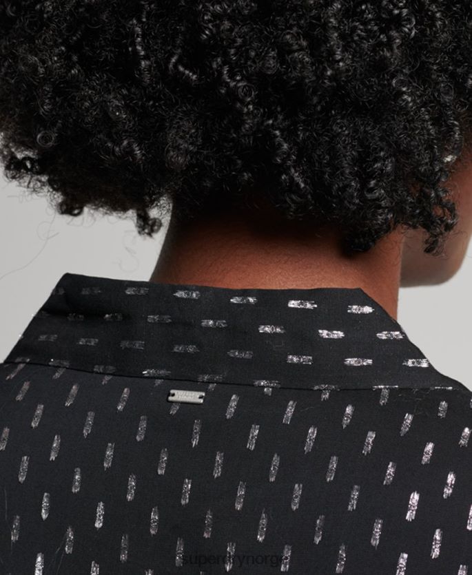 Superdry svart klær 86P46D2468 printet mini skjortekjole kvinner