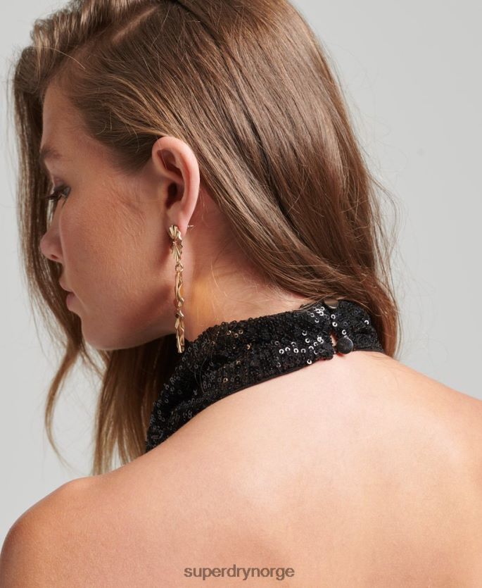 Superdry svart klær 86P46D2502 paljett grime minikjole med kappe kvinner