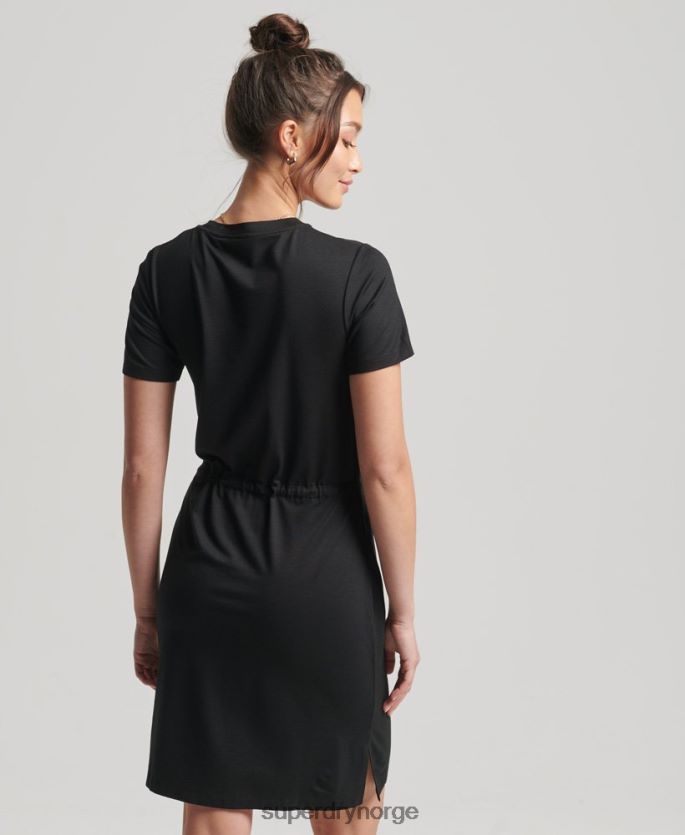 Superdry svart klær 86P46D2511 t-skjortekjole med snøring kvinner