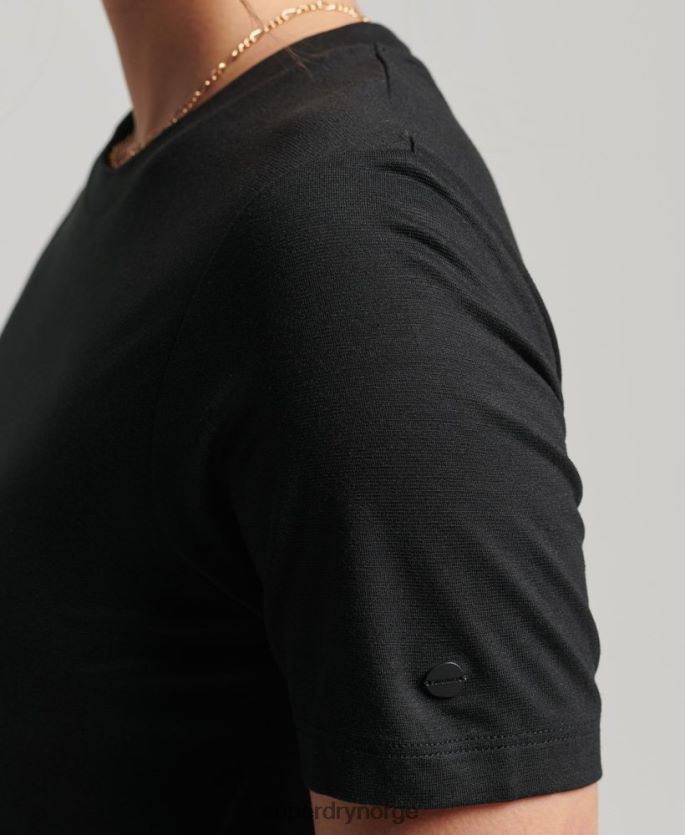 Superdry svart klær 86P46D2511 t-skjortekjole med snøring kvinner