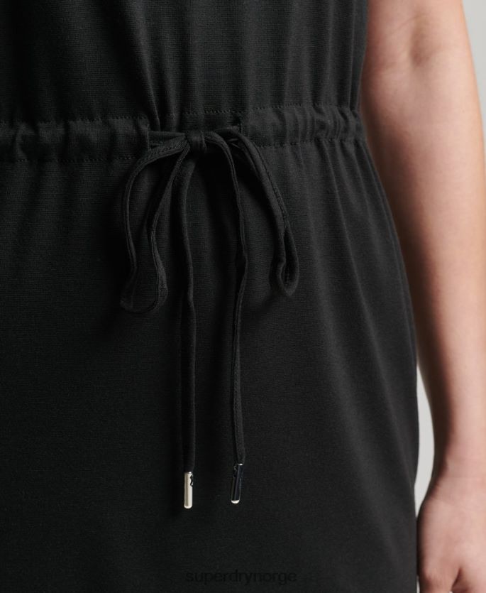 Superdry svart klær 86P46D2511 t-skjortekjole med snøring kvinner