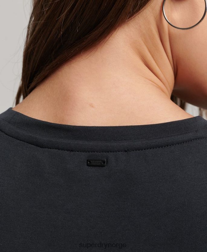 Superdry svart klær 86P46D2518 jersey midikjole med detalj på ryggen kvinner