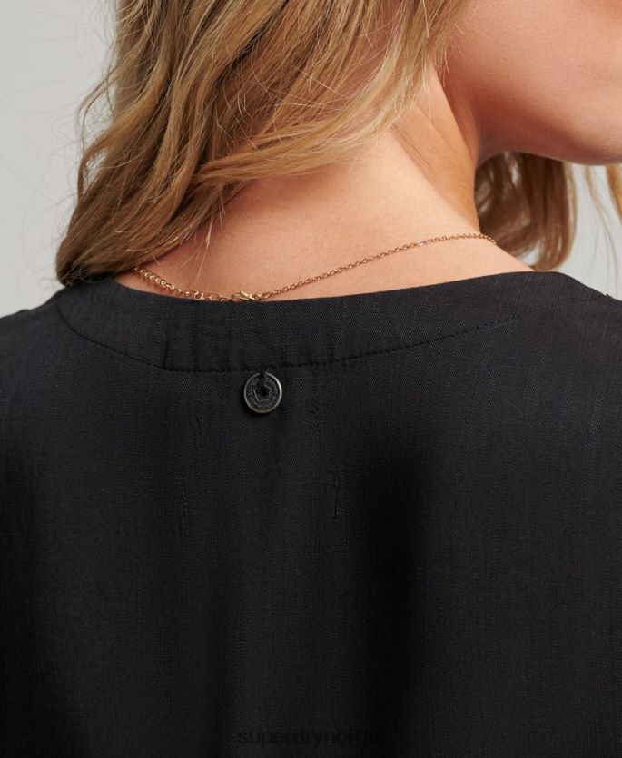 Superdry svart klær 86P46D2519 vintage minikjole kvinner