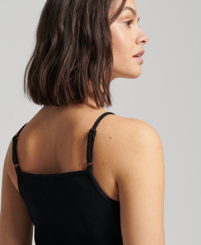 Superdry svart klær 86P46D2536 viktig kjole med reim kvinner