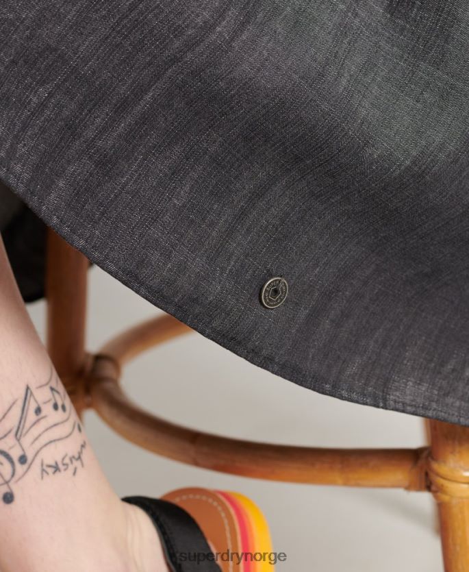 Superdry svart klær 86P46D2549 lange ermet tencel kjole kvinner