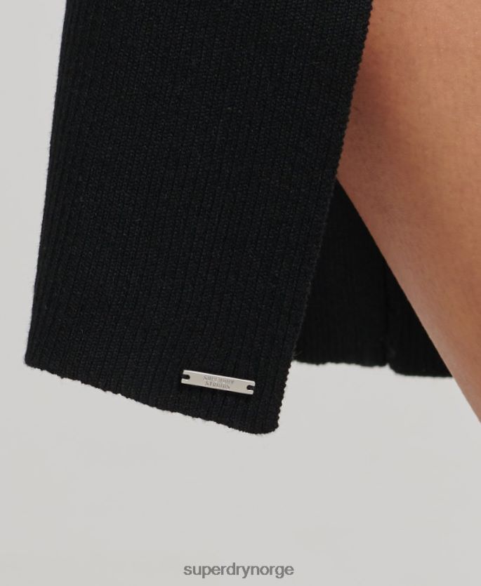 Superdry svart klær 86P46D6662 ryggløs strikket midikjole kvinner