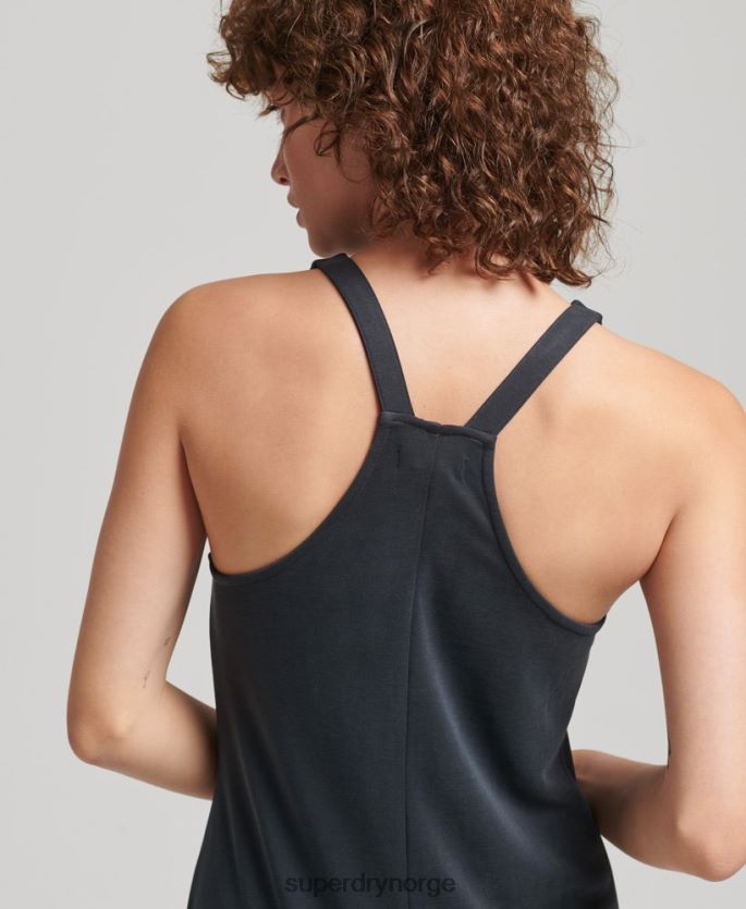 Superdry svart klær 86P46D6735 midikjole i jersey med stropp bak kvinner