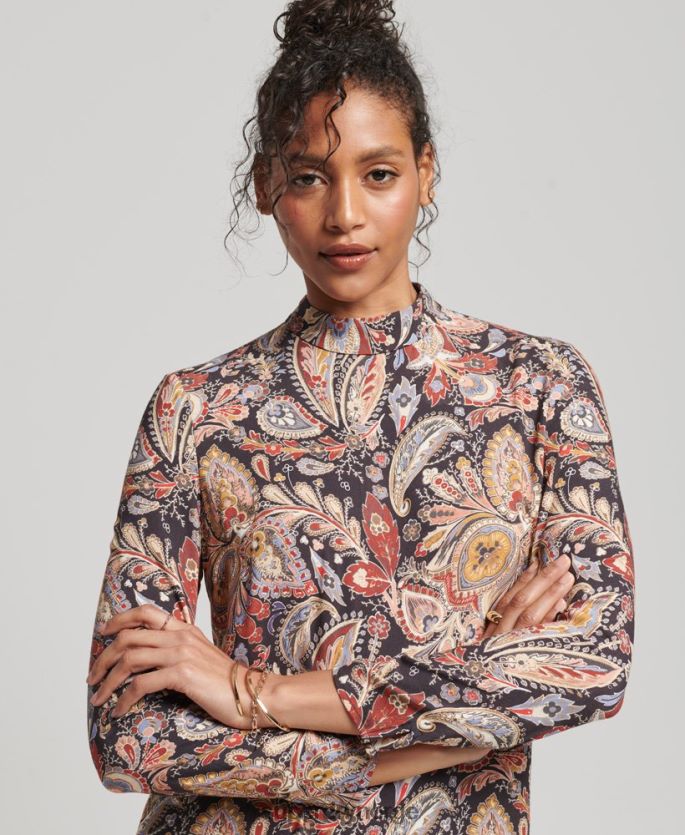 Superdry tan klær 86P46D2476 minikjole med lange ermer kvinner