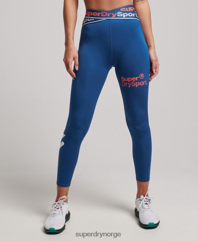 Superdry blå klær 86P46D4056 trening cross 7/8 leggings kvinner