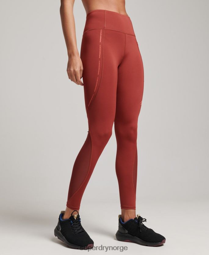 Superdry brun klær 86P46D4052 aktive mesh tighte leggings i full lengde kvinner