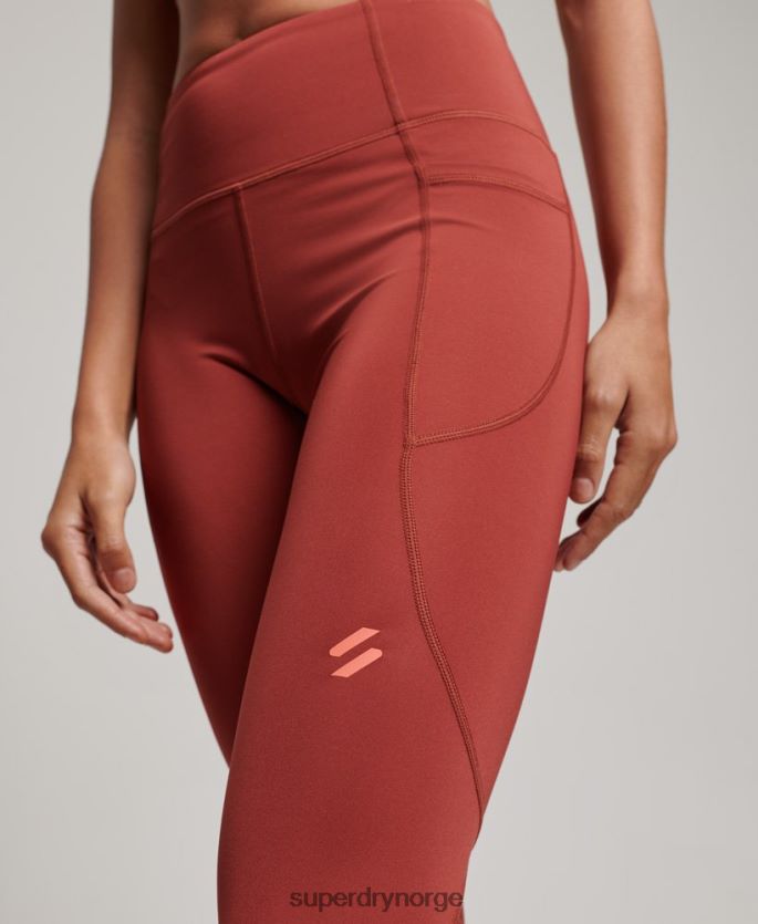 Superdry brun klær 86P46D4052 aktive mesh tighte leggings i full lengde kvinner