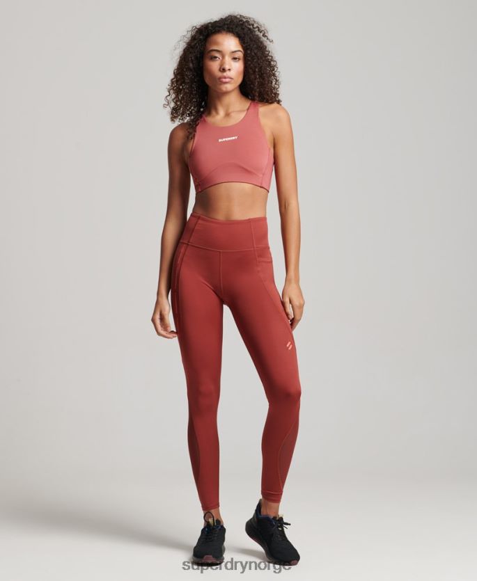 Superdry brun klær 86P46D4052 aktive mesh tighte leggings i full lengde kvinner
