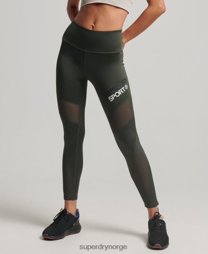 Superdry grønn klær 86P46D4078 trening 7/8 mesh legging kvinner