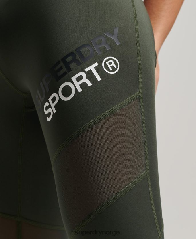 Superdry grønn klær 86P46D4078 trening 7/8 mesh legging kvinner