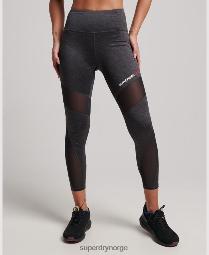 Superdry mørk grå klær 86P46D4041 trening 7/8 mesh legging kvinner