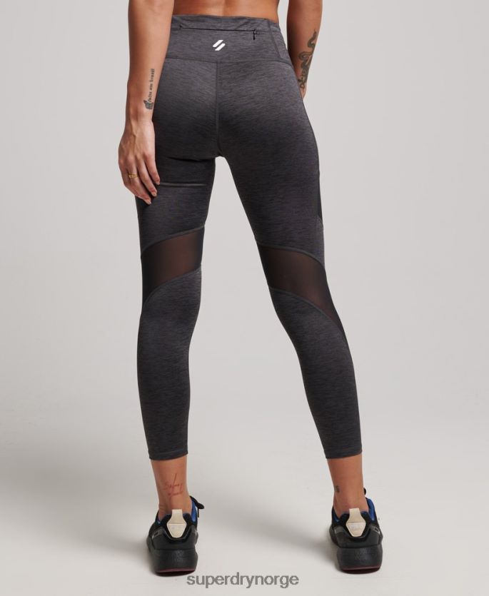 Superdry mørk grå klær 86P46D4041 trening 7/8 mesh legging kvinner