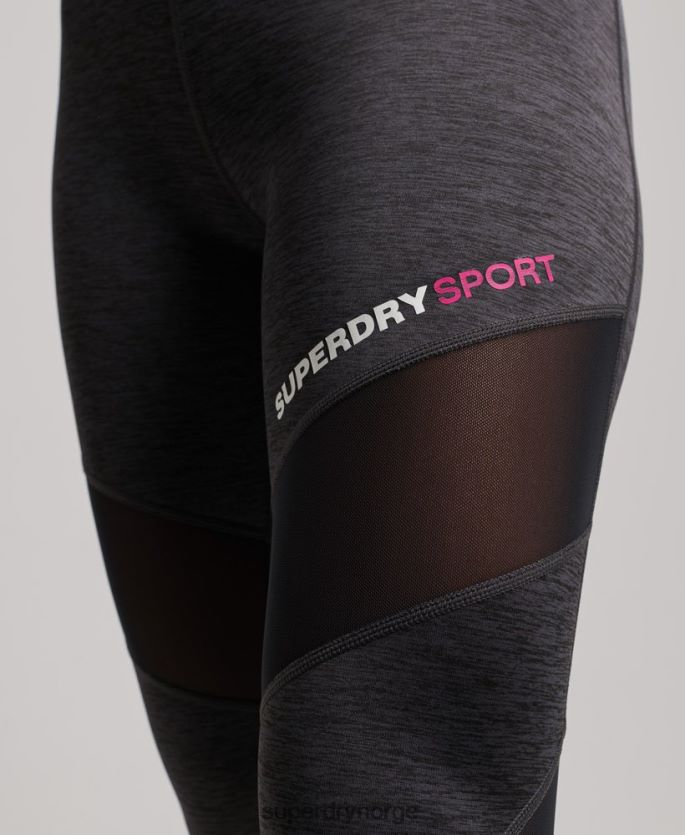 Superdry mørk grå klær 86P46D4041 trening 7/8 mesh legging kvinner