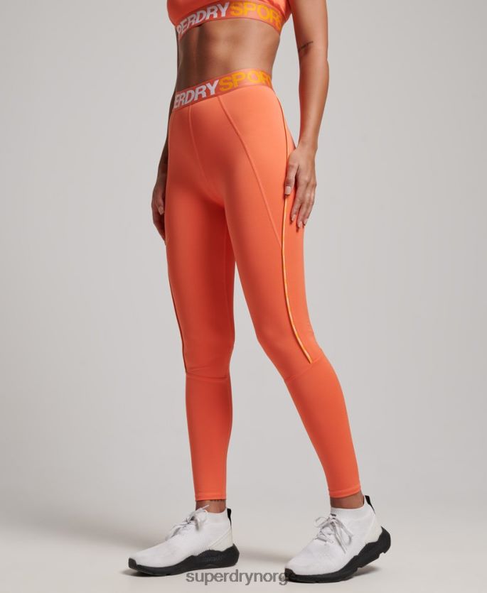 Superdry oransje klær 86P46D4062 train branded elastiske trange leggings kvinner