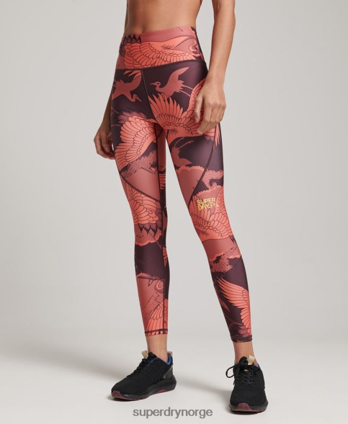 Superdry rød klær 86P46D4042 core 7/8 tights kvinner