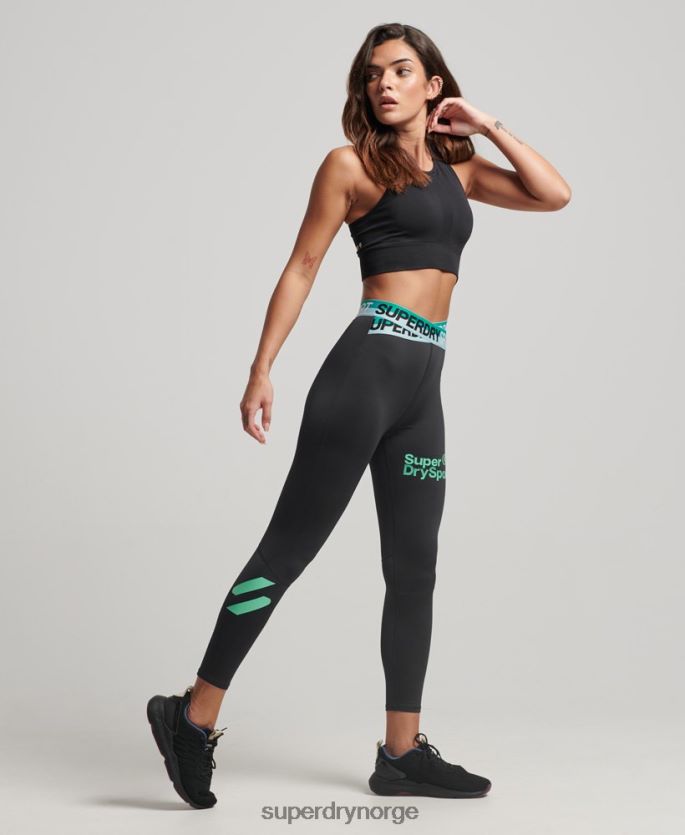 Superdry svart klær 86P46D4046 trening cross 7/8 leggings kvinner