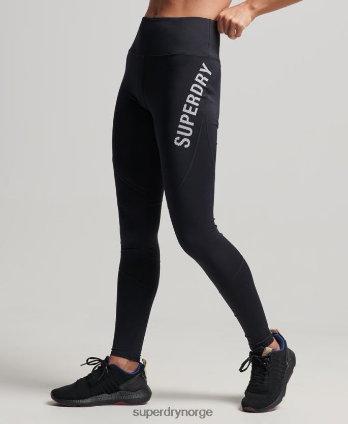 Superdry svart klær 86P46D4061 core leggings i full lengde kvinner