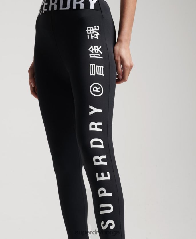 Superdry svart klær 86P46D4068 trening cross 7/8 leggings kvinner