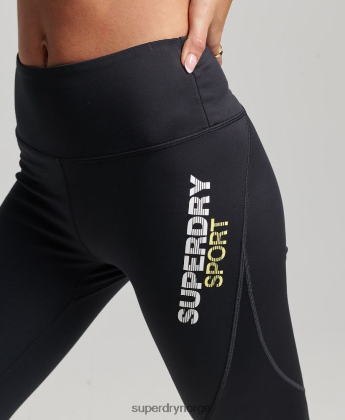 Superdry svart klær 86P46D4071 core 7/8 trange leggings kvinner