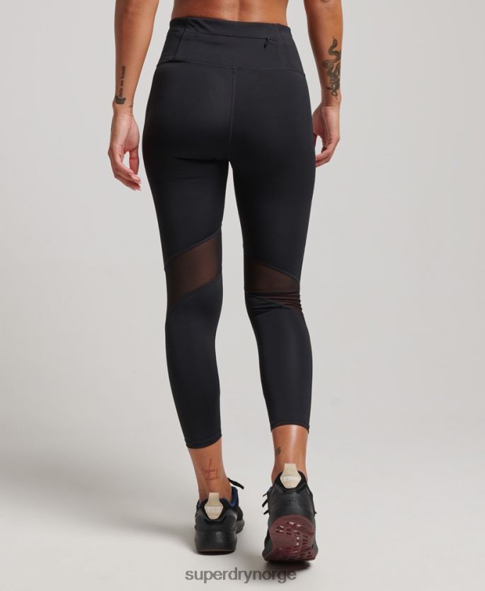 Superdry svart klær 86P46D4080 treningsmesh 7/8 leggings kvinner