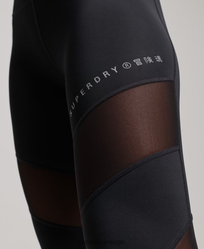 Superdry svart klær 86P46D4080 treningsmesh 7/8 leggings kvinner