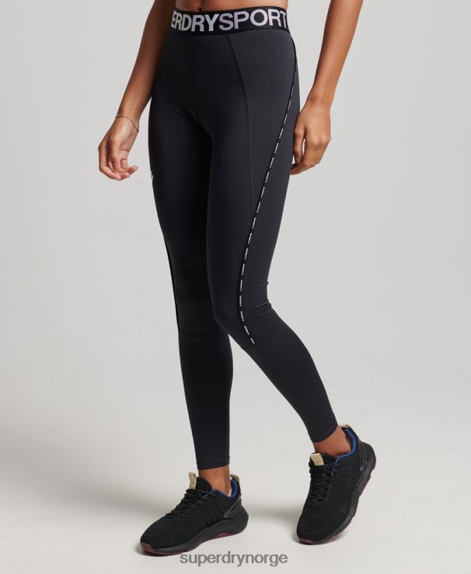 Superdry svart klær 86P46D4082 train branded elastiske trange leggings kvinner