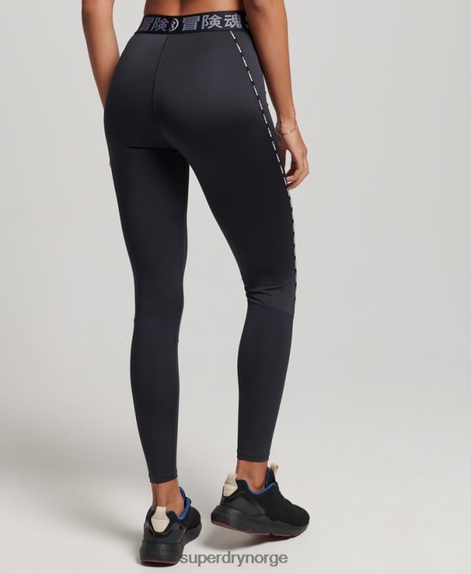 Superdry svart klær 86P46D4082 train branded elastiske trange leggings kvinner