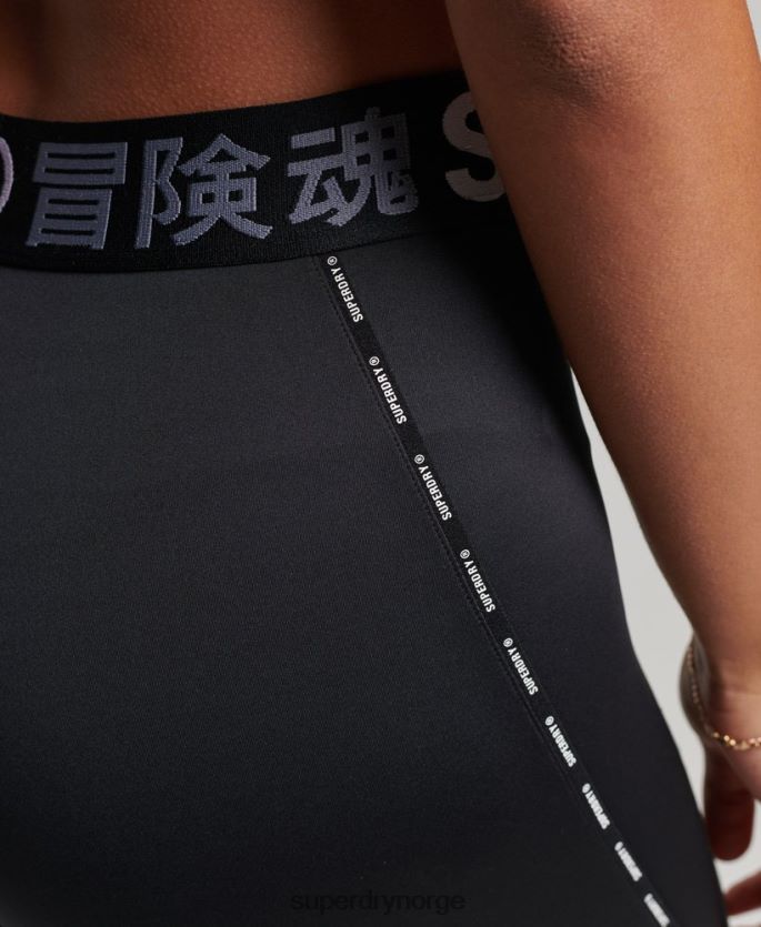 Superdry svart klær 86P46D4082 train branded elastiske trange leggings kvinner