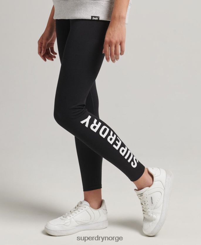 Superdry svart klær 86P46D6661 elastiske leggings med logografikk kvinner